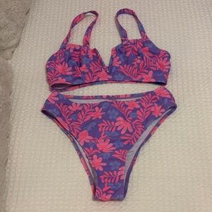 SHEIN Purple and Pink Floral Bikini Set